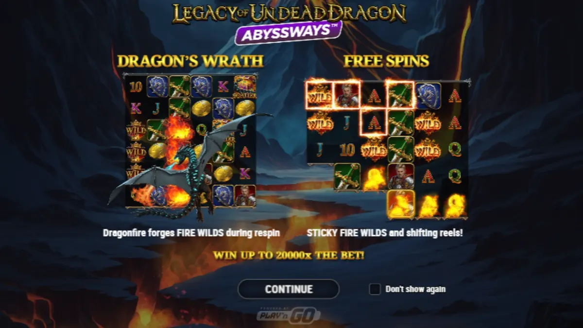 Legacy of Undead Dragon Abyssways slot gameplay screen na nagpapakita ng dragon at medieval theme