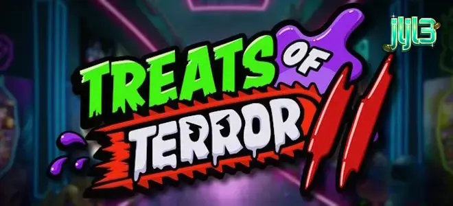 Isang masiglang visual ng Treats of Terror II slot na nagpapakita ng mga sentient na pagkain sa reels.